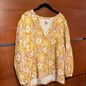 Marine Layer Jamie V Neck Cotton Gauze Top